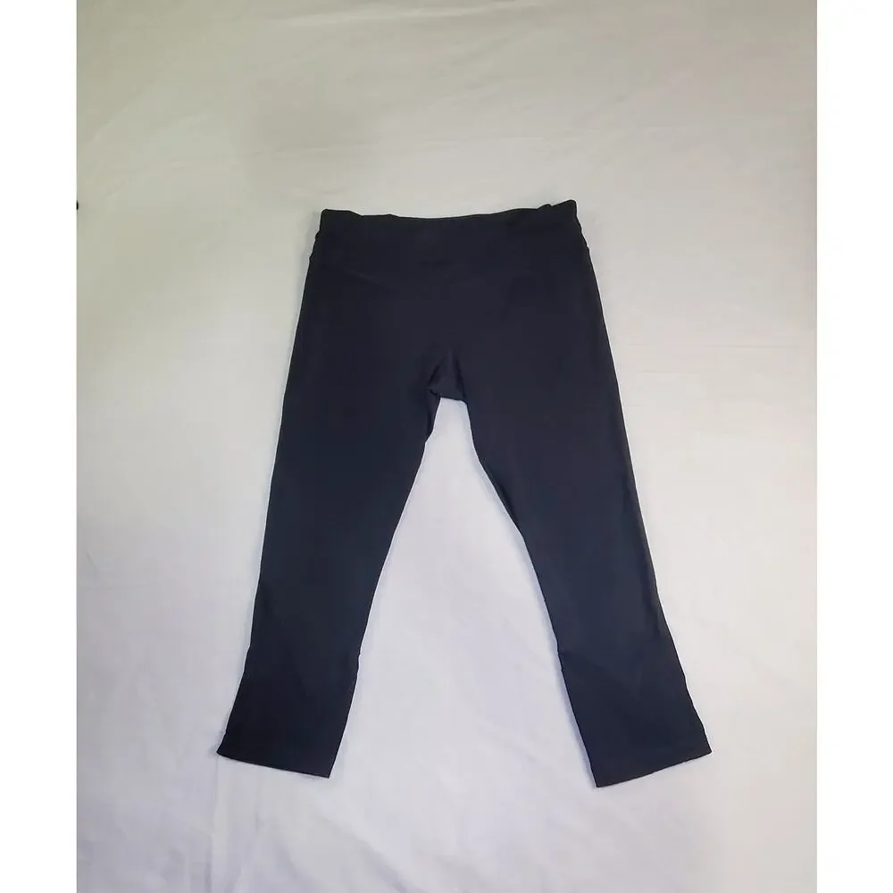 Lululemon Sz 8 Womens Leggings Capri Black Stretch Zip Pocket Athletic Gym Ca2